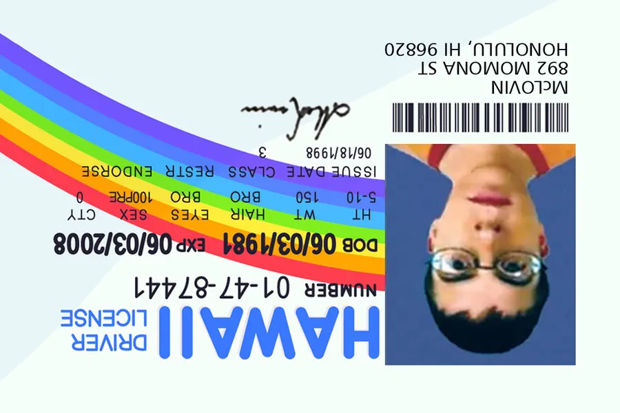 Adesivo para cartão Carteira de Motorista Hawaii