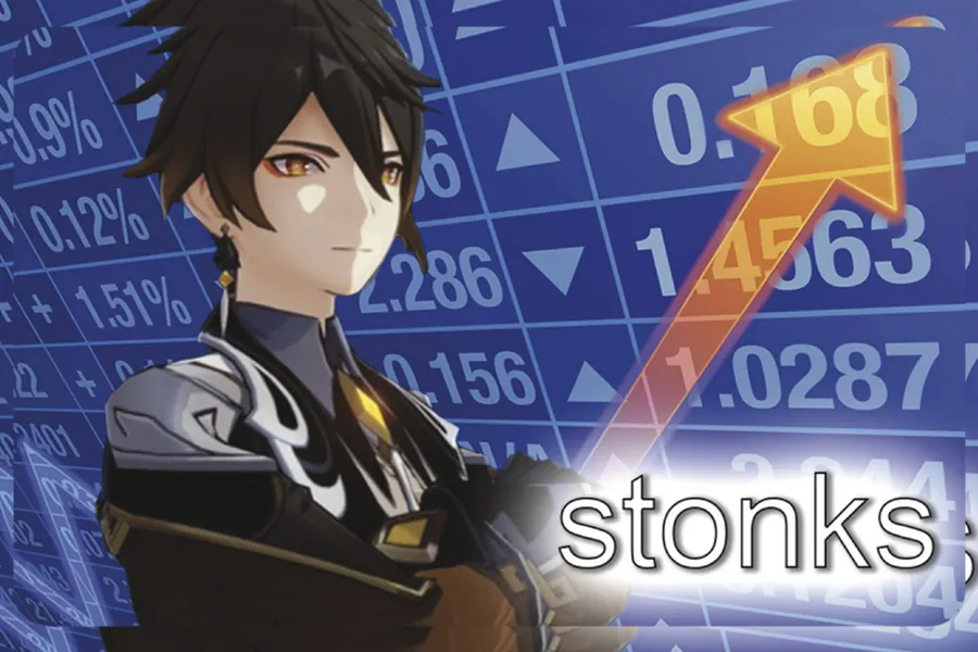 Adesivo para cartão Anime Stonks Azul