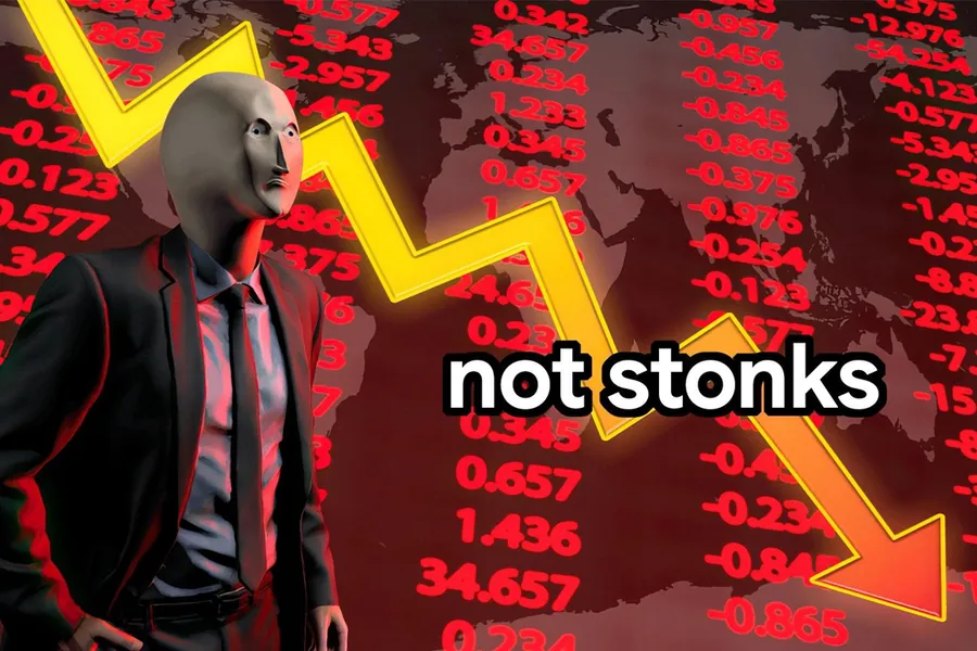 Adesivo para cartão Meme Not Stonks Vermelho