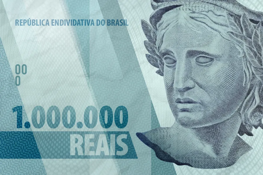 Adesivo para cartão Nota Milhão de Reais Azul