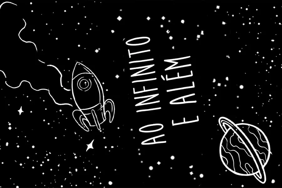 Adesivo para cartão Ao Infinito e Além Espacial