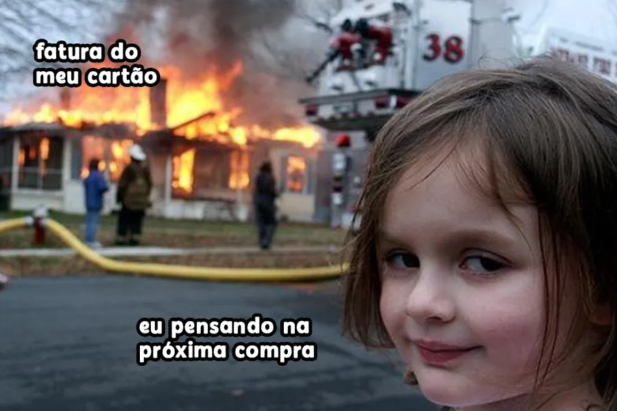 Adesivo para cartão Meme Menina Incêndio