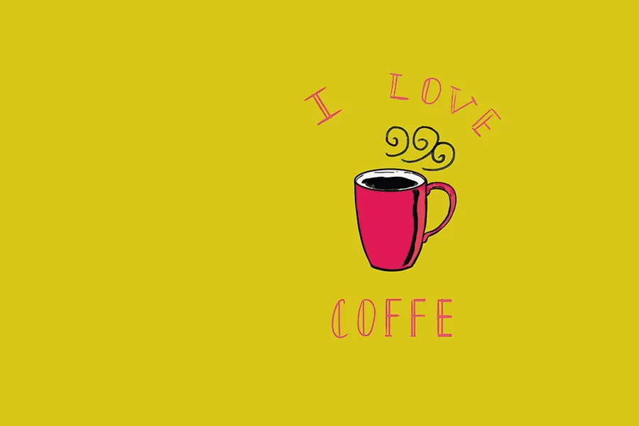 Adesivo para cartão Café Amor Amarelo