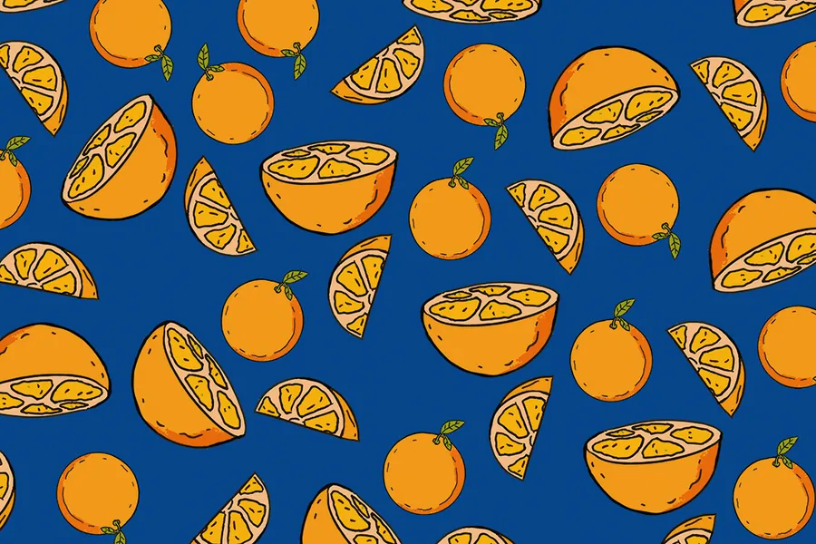 Adesivo para cartão Laranjas em Fundo Azul