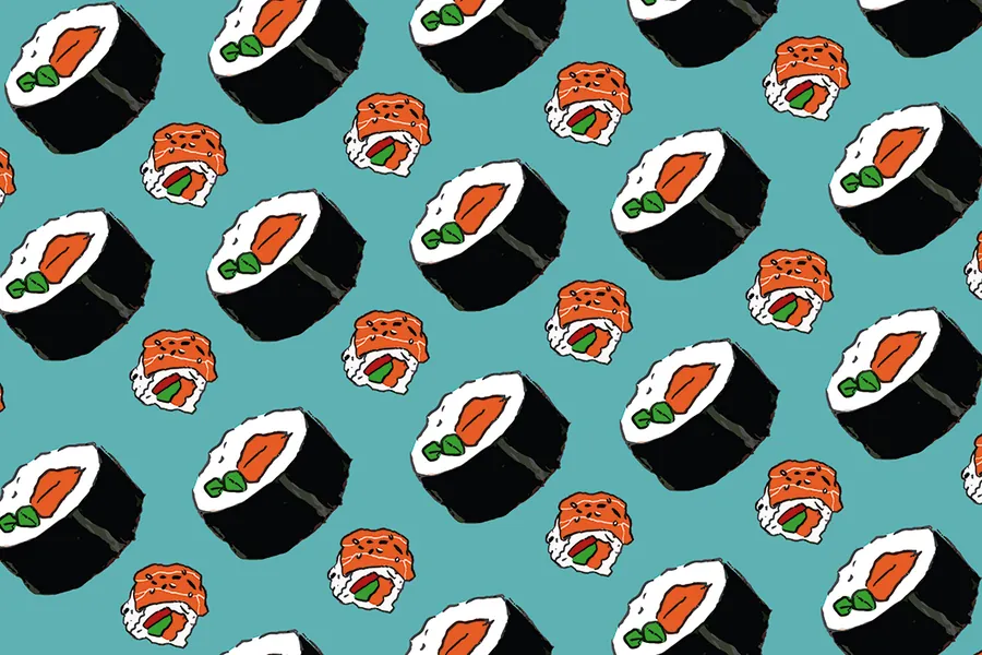 Adesivo para cartão Estampa Sushi Azul