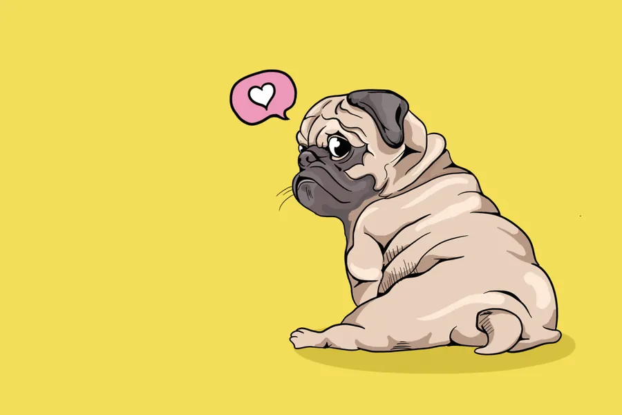 Adesivo para cartão Pug Fofo Amarelo