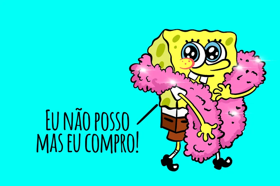 Adesivo para cartão Bob Esponja Frase Azul
