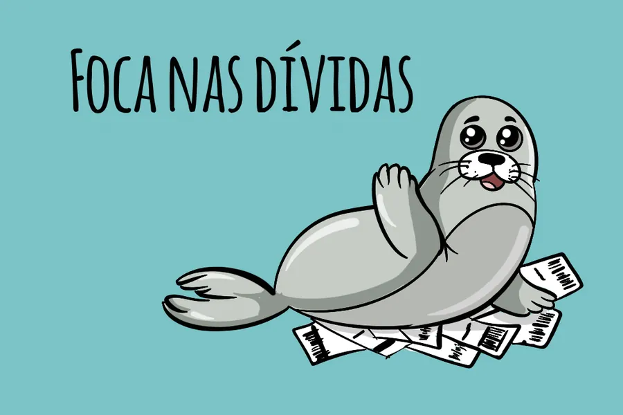 Adesivo para cartão Foca nas Dívidas Azul