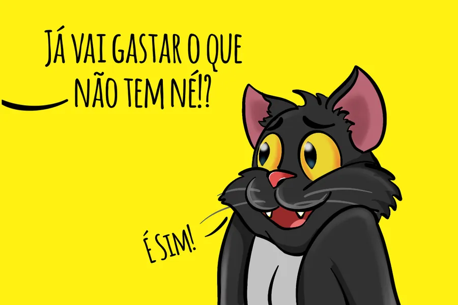 Adesivo para cartão Gato Preto Frase Amarela
