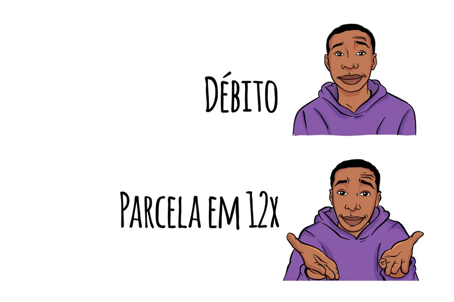 Adesivo para cartão Débito Parcelado em 12x