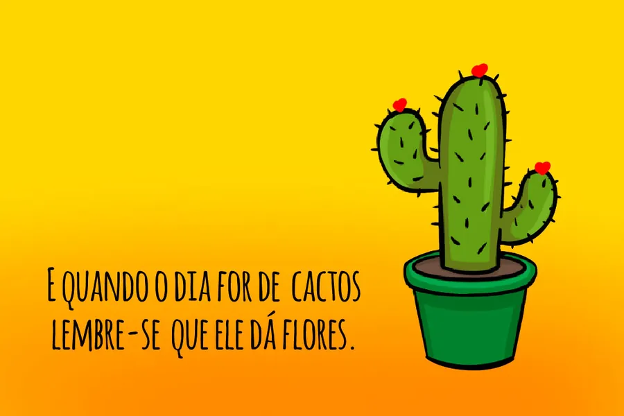 Adesivo para cartão Frase Cacto Amarelo