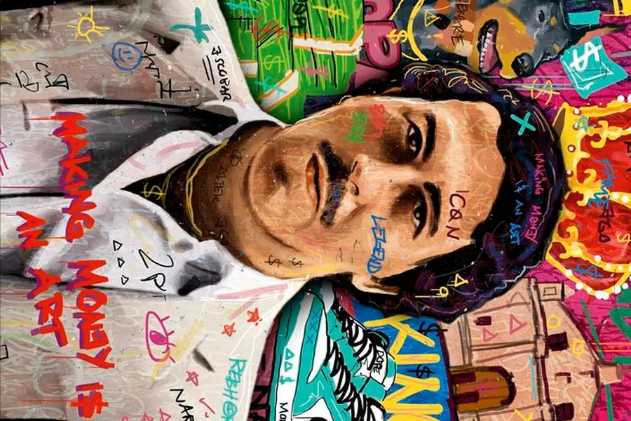 Adesivo para cartão Retrato Grafite Colorido