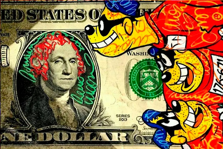 Adesivo para cartão Dólar com Grafite Colorido