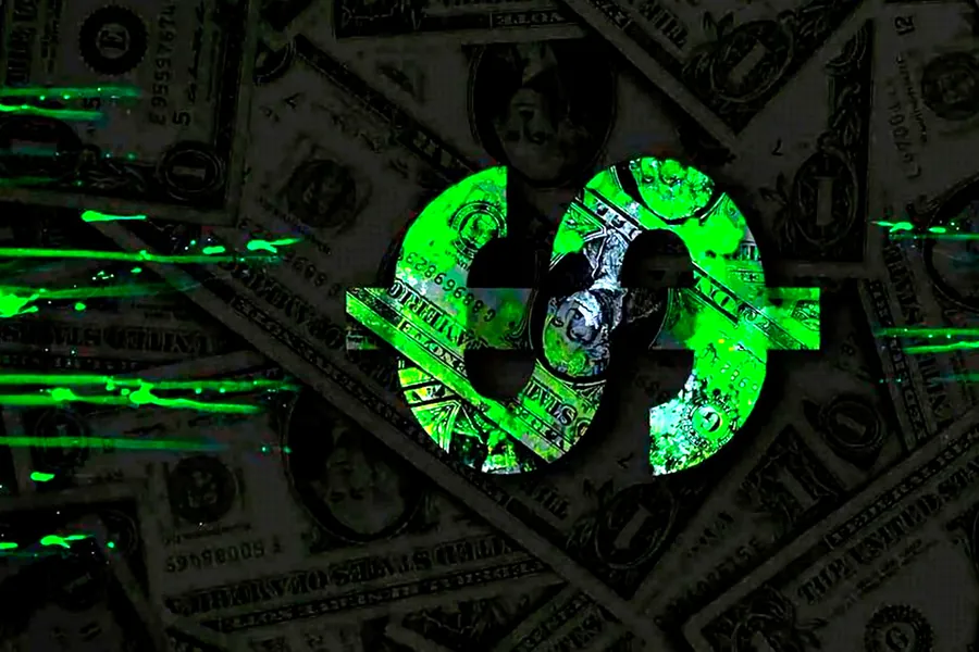 Adesivo para cartão Símbolo do Dólar Verde