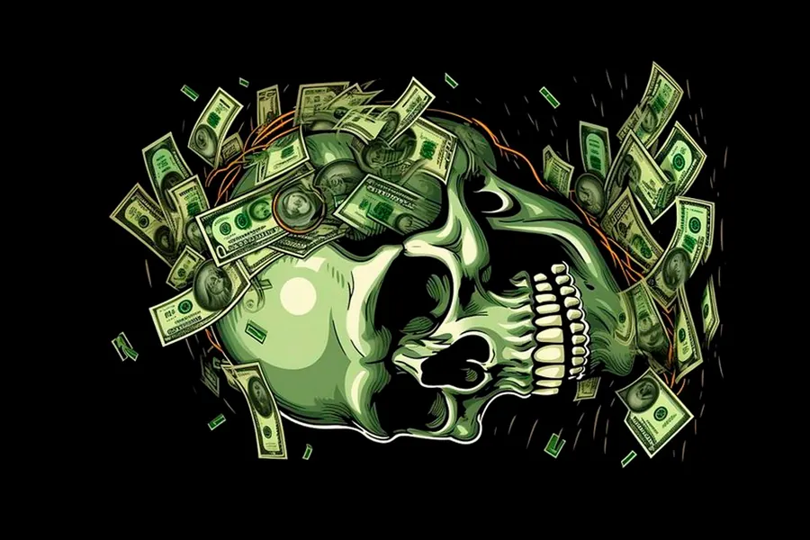 Adesivo para cartão Caveira de Dinheiro Verde