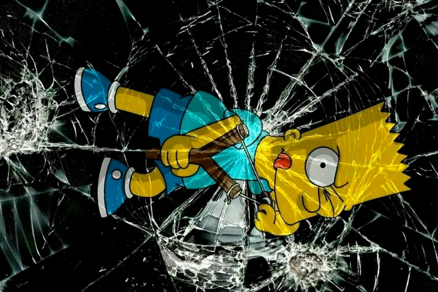 Adesivo para cartão Bart Simpson Vidro Quebrado