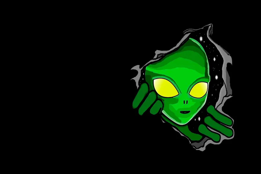 Adesivo para cartão Alien Verde Cartoon