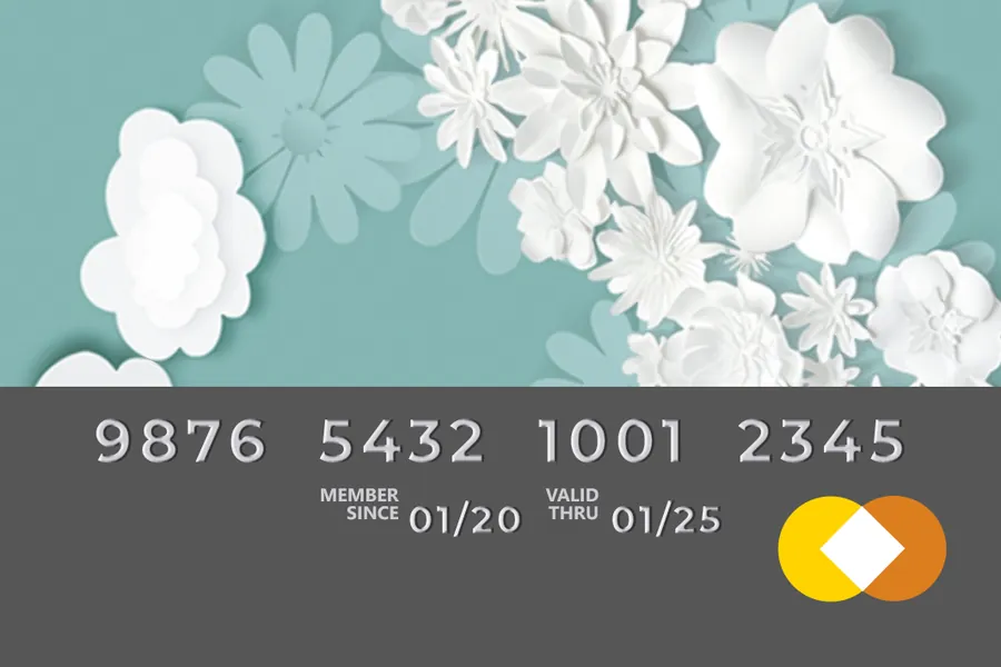 Adesivo para cartão Floral Azul com Tarja