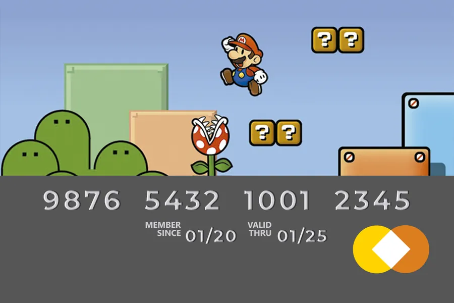 Adesivo para cartão Super Mario Cartão Gamer