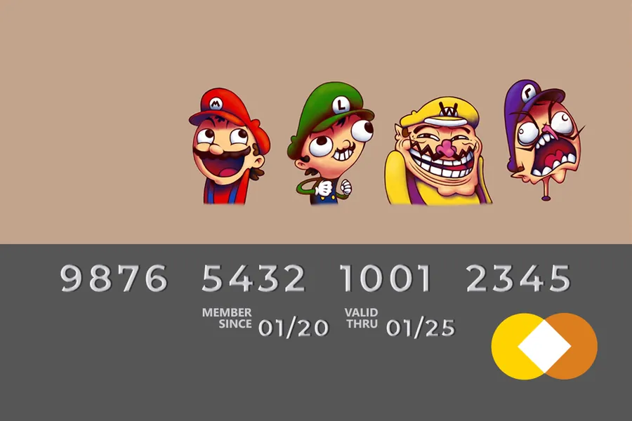 Adesivo para cartão Mario Bros Cartoon Bege