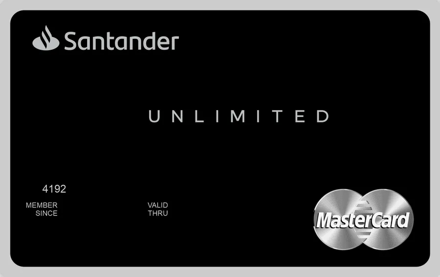Cartão PVC Santander Unlimited Mastercard Black