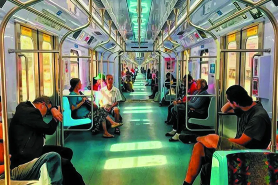 Adesivo para cartão Vagão de Metrô Colorido