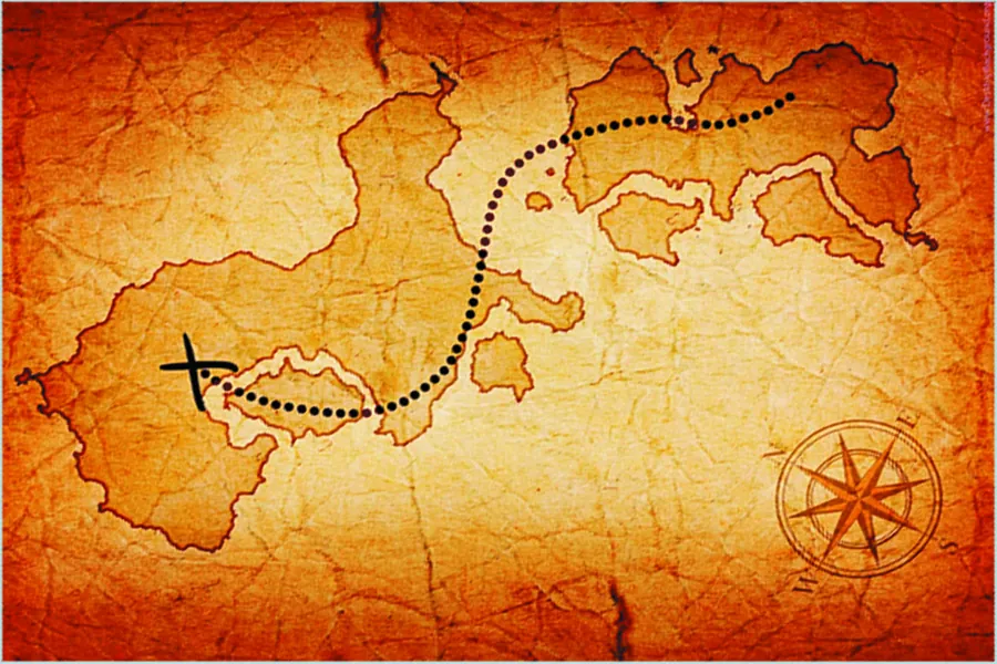 Adesivo para cartão Mapa Antigo Laranja