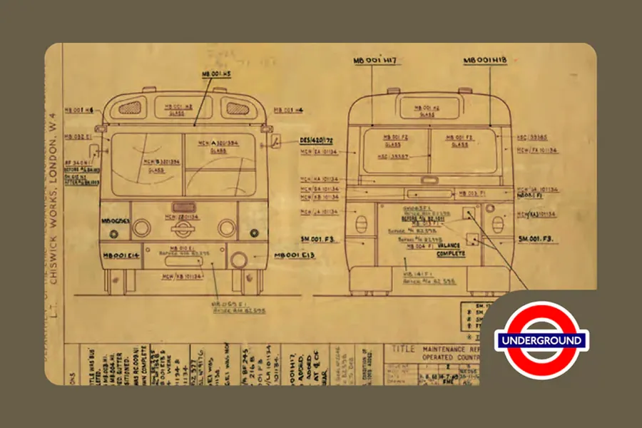 Adesivo para cartão Ônibus London Underground Vintage