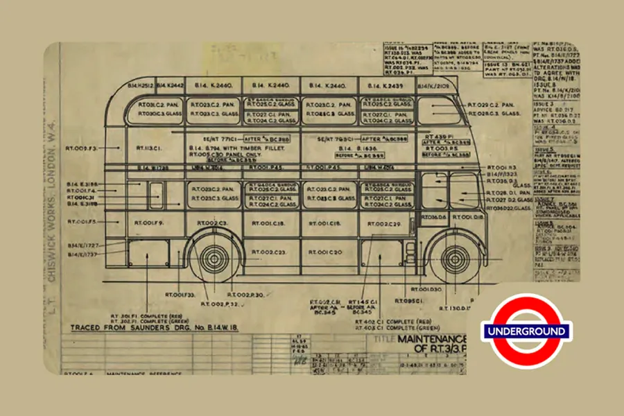 Adesivo para cartão Ônibus Underground Vintage